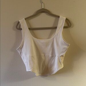 Women's Cream Ribbed Tank Top